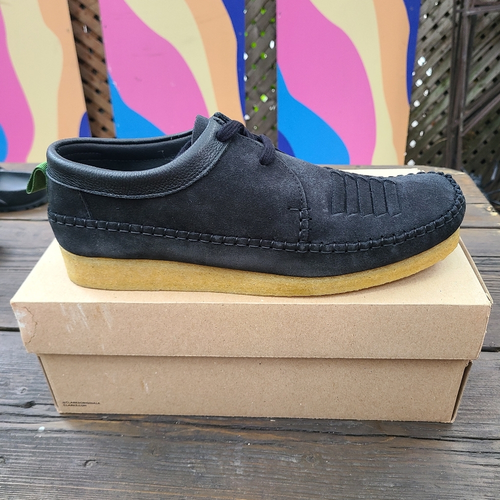 Clarks Weaver Weft black suede shoes US M 12